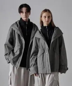 【CLEL】 ミリタリーデザイン マウンテンパーカー メンズアウター グレー