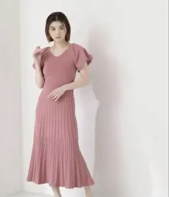 ニットワンピース クレイピンク　NATURAL BEAUTY BASIC 半袖