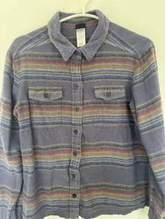 ストライプ柄 長袖シャツ 紫系