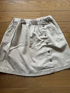 petit main ベージュ ボタン付きスカート 120