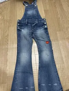 フレアデニムオーバーオール（ダークブルー）