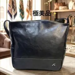【極美品✨】キタムラK2 ショルダーバッグ 牛革 ブラック ステッチ 日本製 黒のサムネイル