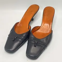 【美品】GUCCI グッチ ミュール サンダル ブラックレザー 8C（25cm）