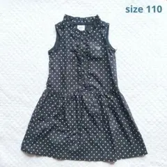 BeBe ノースリーブワンピース ドット柄 ブラック 110
