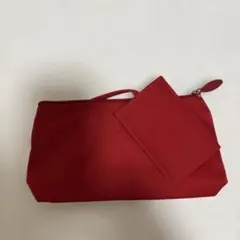 CLARINS ポーチ ミラー付き レッド