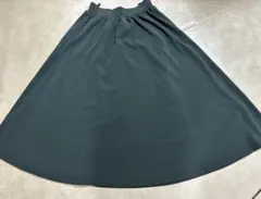 レディース　ロングフレアスカート　M 厚地　伸縮生地　ウエストゴム　深緑色
