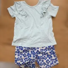 フリル袖トップス 130花柄ショートパンツ 120セットアップ