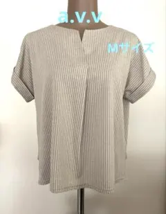 a.v.v ストライプ柄 スリットネック 半袖Tシャツのサムネイル