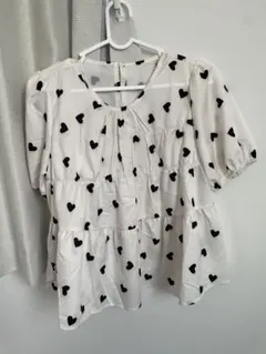 SHEIN ハート柄 バルーン袖ブラウス Sサイズ