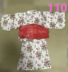 リボンキャスケット　いちご柄 浴衣 110