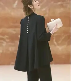 未使用　バックパールフレアトップス＆テーパードパンツ2点　ブラック　S