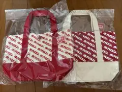 ホカロン　ノベルティ　ミニトートバッグ　アクリルチャーム付き　赤、白