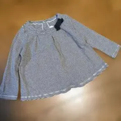 PETIT BATEAU ストライプ リボン付き長袖