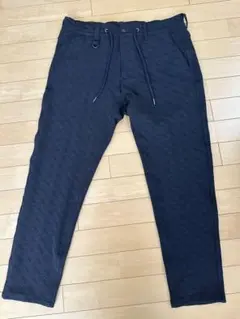 【美品】ネイビー ポリエステル パンツ Lサイズ