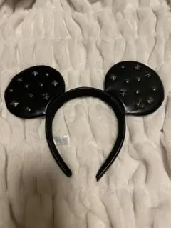 ミッキー耳カチューシャ 黒 スタッズ付き