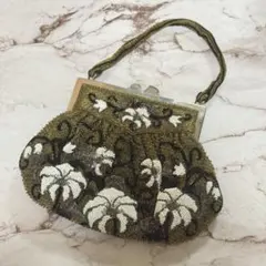 【昭和レトロ】総ビーズバッグ 花柄 和装