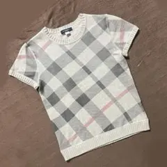 バーバリー 半袖ニット ベージュ ノバチェック柄 BURBERRY - メルカリ