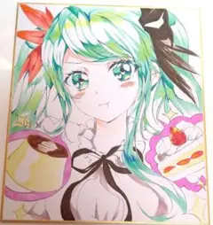 手書きイラスト　アナログ　色紙　初音ミク