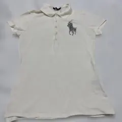 RALPH LAUREN 半袖ポロシャツ ホワイト ビーズロゴ M