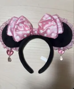 ⭐︎美品⭐︎ ディズニー　ミニー カチューシャ ピンク リボン ハートイヤリング