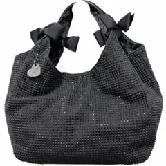 美品✨TO BE CHIC ハンドバッグ　ブラック　ビーズ付き生地