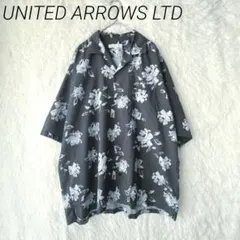ユナイテッドアローズ 花柄 開襟シャツ 半袖　ダークグレー　XL