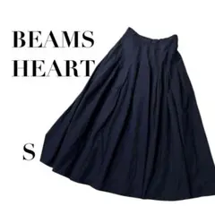 ビームスハート プリーツロングスカート ブラック S フレア　シンプル　きれいめ
