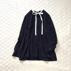 極美品✨️定価7.4万 ドゥロワー コットンシルクバックリボンブラウス