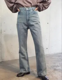 tiptop ハイウエスト セミフレアデニムパンツ