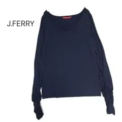 J.FERRY カジュアルカットソー　ネイビー　袖口ギャザー　ユニセックスのサムネイル