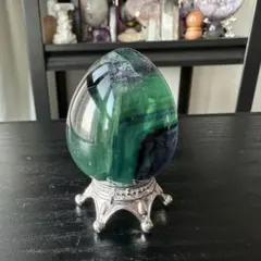 天然石フローライトの卵　置物NO.110405