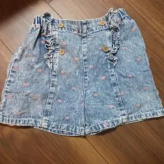 110サイズ デニムハーフパンツ ピンクドット