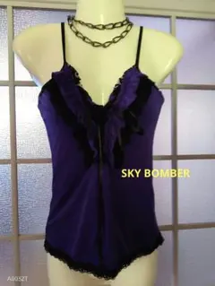 SKY BOMBER ★パープル キャミソール レースアップ フリル