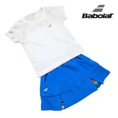 ❇️バボラ　テニスウェア　白ゲームシャツ　青スコート　上下セット　Mサイズ