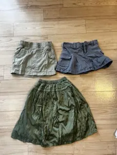 スカート 3点セットカーキモードサテンボリューム海外ブランドインナー付き