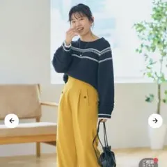 COHINAラグランボーダーニットトップス　ネイビー×オフホワイト