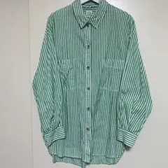 Ungrid ストライプルーズシャツ　グリーン