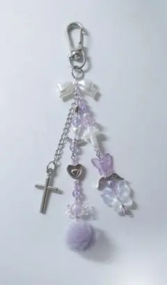 ハンドメイド 紫系チャーム