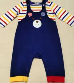 70.mikihouseホットビスケッツ オーバーオール と長袖Tシャツセット