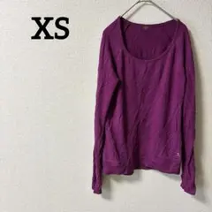 【XS】パープル 長袖 Tシャツ レディース 秋 冬