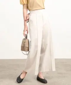 新品☆vis☆ピンタックワイドパンツ☆キナリ☆ライトベージュ☆グレージュ