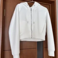 GU ジーユー パーカー ダブルフェイスフルジップパーカQ オフホワイト S