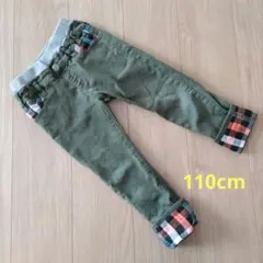 チェック切替オリーブグリーンパンツ110cm