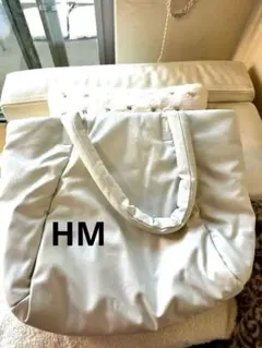 ホワイトフェイクレザー トートバッグ 大きめ