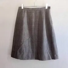 美品★TRANS WORK ウール混スカート グレンチェック グレー 11ARのサムネイル