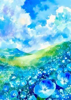 ネモフィラ】アクリル画 F3 風景画 絵画 原画 - メルカリ