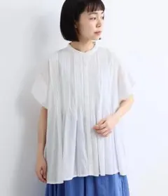 再値下げ　ピンタック　シャツ　ブラウス　白　Noia ノイア　ナチュランのサムネイル
