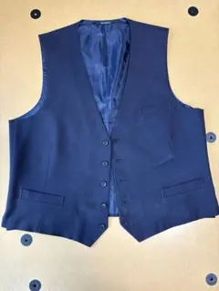 ネイビー スーツベスト ボタン付き
