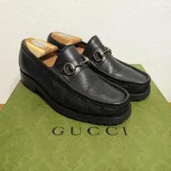 美品　GUCCI　ホースビットローファー　ラグソール　ブーツ　黒　40E