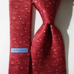【超美品】BVLGARI セッテピエゲ ネクタイ イタリア製 レッド